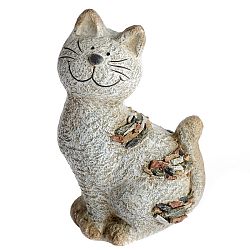 Zahradní dekorace Kočka s kamínky, 18 x 28,5 x 13 cm